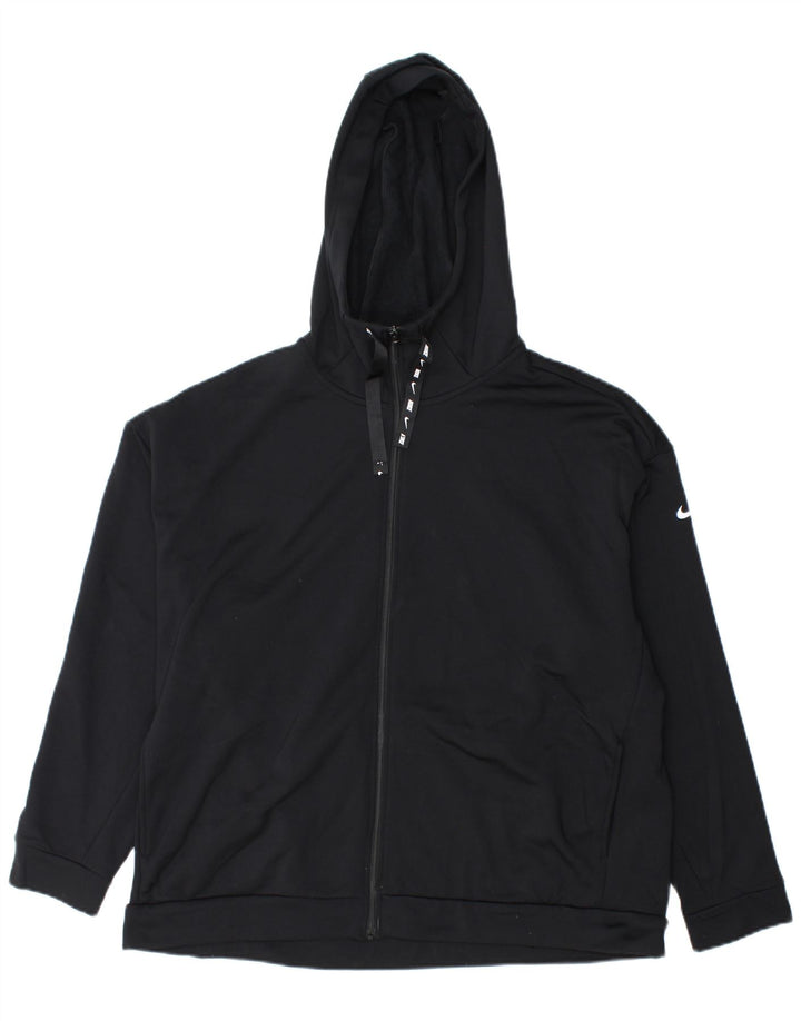 Nike Damen-Pullover mit Kapuze, übergroß, mit Reißverschluss, UK 16, Größe L, Schwarz, Polyester