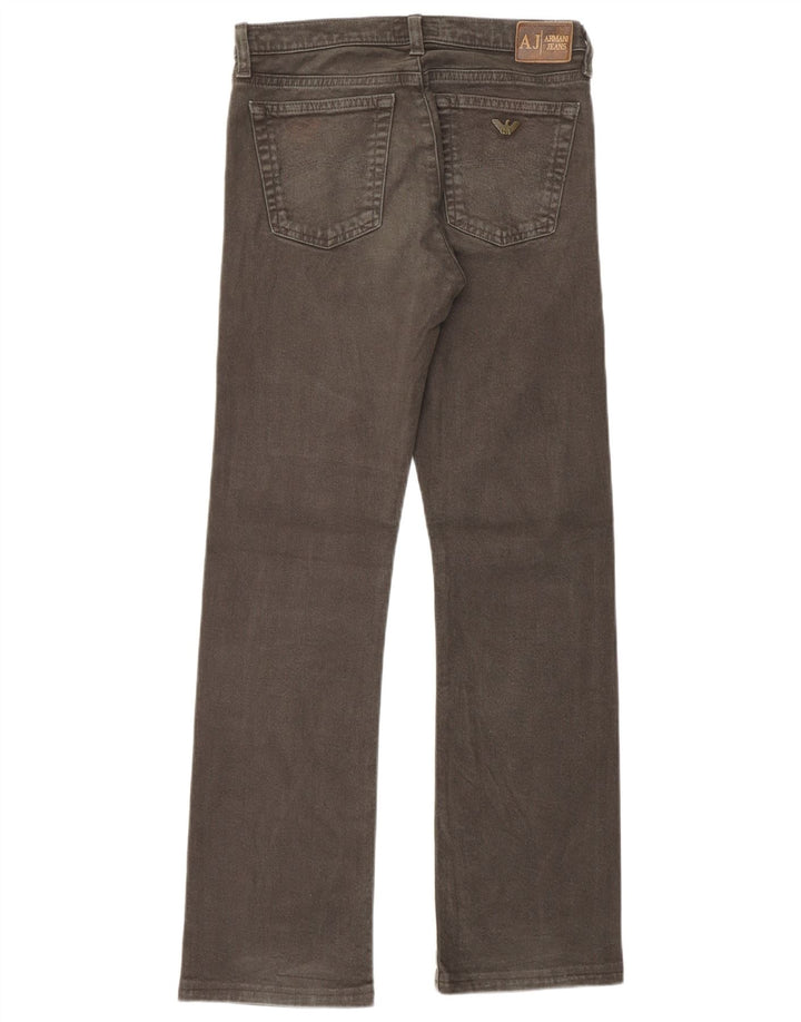 ARMANI Damen Straight Jeans W26 L29 Khaki Baumwolle