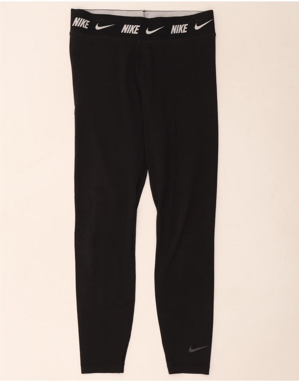 Nike Damen Tight Fit Graphic Leggings UK 16 Large Schwarz Baumwolle