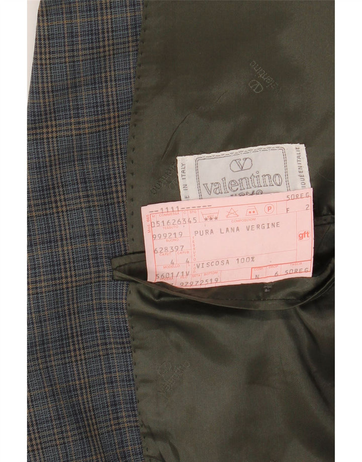 VALENTINO Herren-Blazer mit 2 Knöpfen, IT 50, groß, blau kariert, Viskose