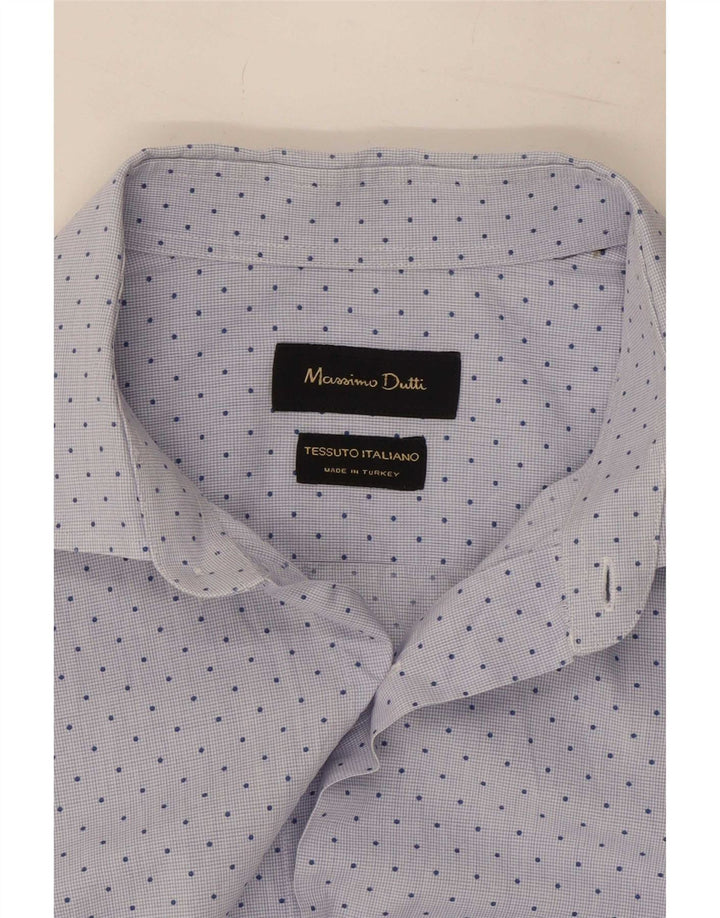 Massimo Dutti Herrenhemd Mittelblau gepunktet