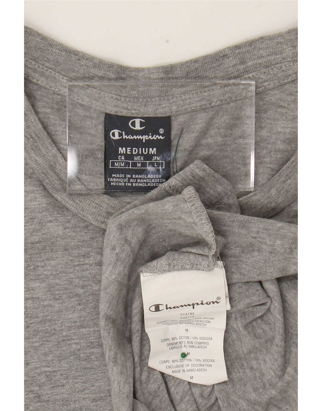 Champion Herren-T-Shirt-Oberteil aus mittelgrau gesprenkelter Baumwolle