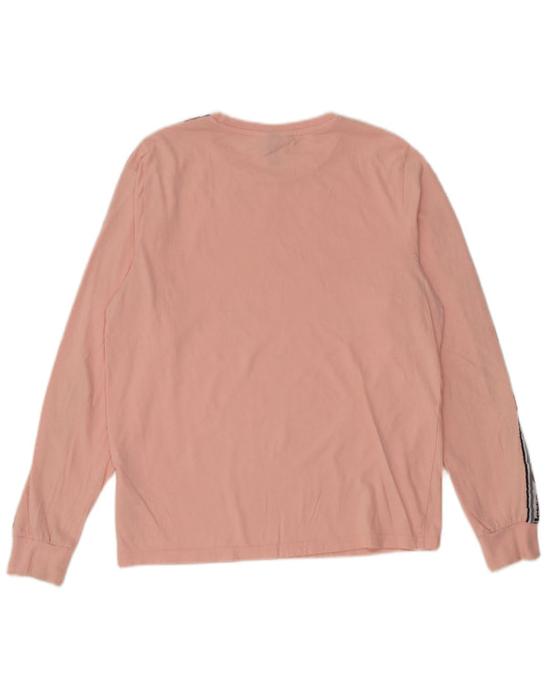 Ellesse Womens Graphic Top Langarm UK 8 Small Rosa Colourblock Baumwolle