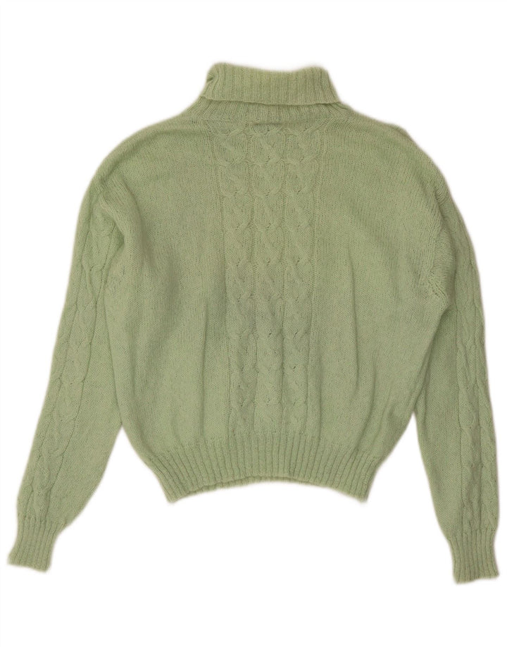 Vintage Damen Crop Rollkragenpullover Pullover UK 14 Mittelgrün