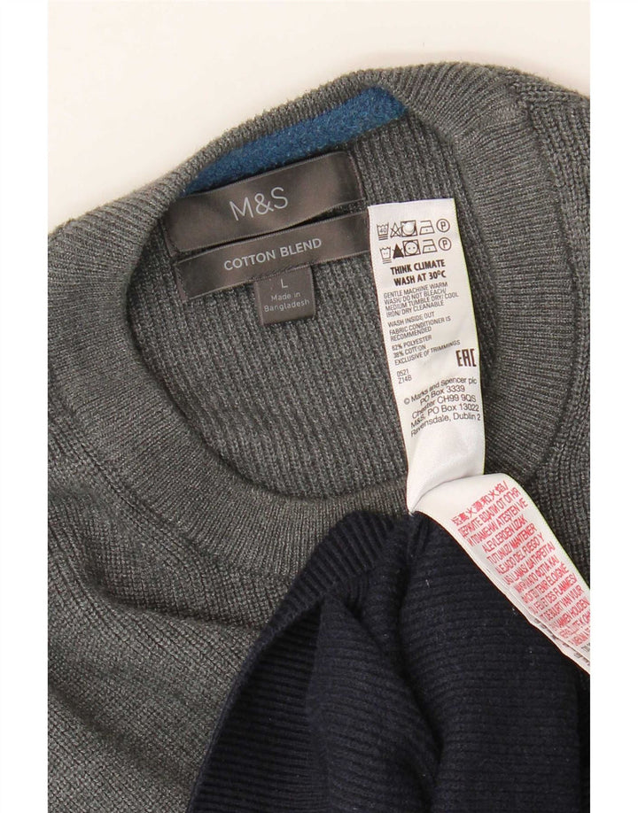 Marks & Spencer Herren-Pullover mit Rundhalsausschnitt, groß, mehrfarbig, gestreift