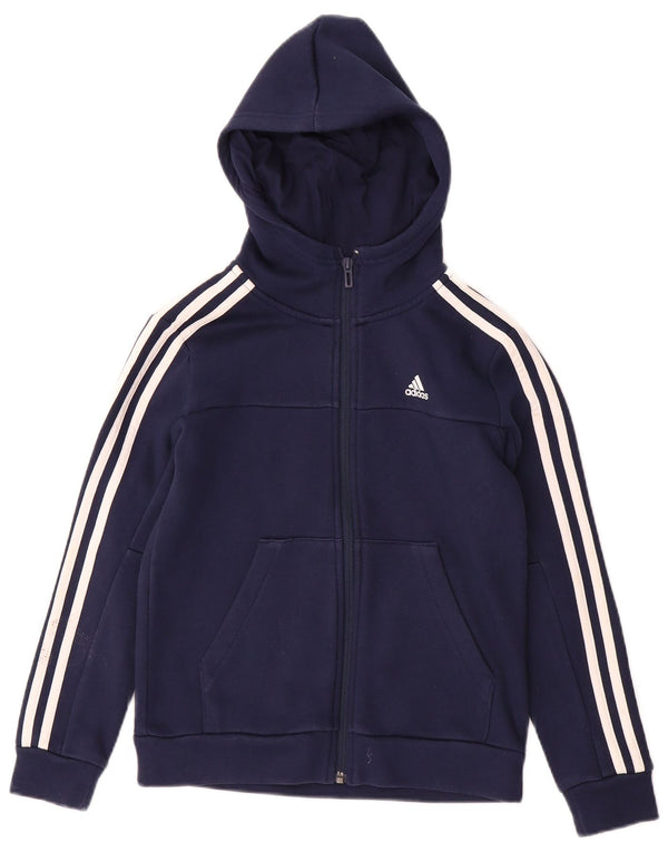 Adidas Jungen-Kapuzenpullover mit Reißverschluss, 9–10 Jahre, marineblaue Baumwolle