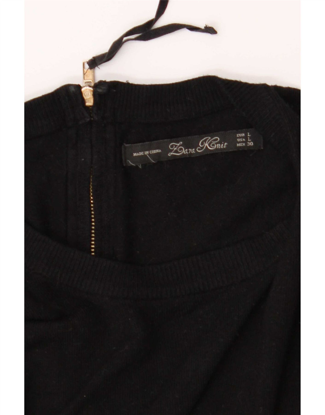 Zara Damen-Pullover mit Knopfkragen, Gr. 42, Größe L, Schwarz