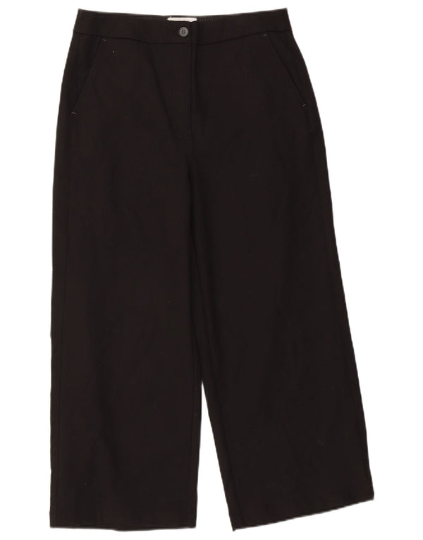 White Stuff Womens Cropped Trousers UK 10 Small W30 L24 Black Cotton