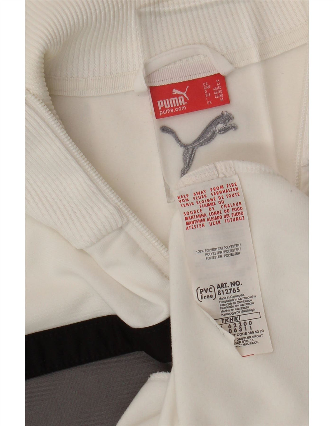 Puma Herren-Trainingsanzug-Top-Jacke, mittelweißes Farbblock-Polyester
