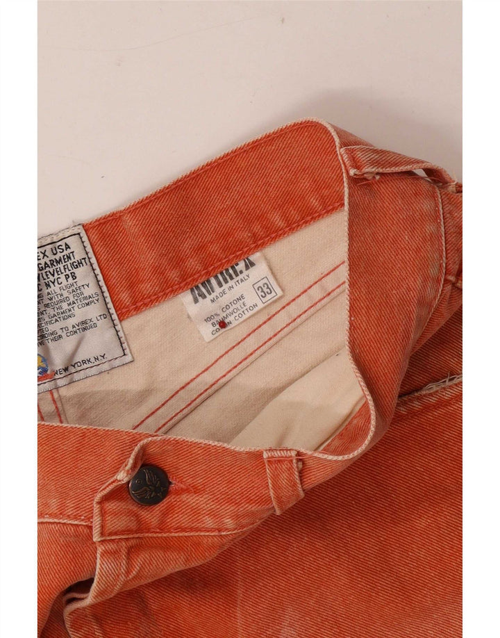 Avirex Herren Straight Jeans W33 L29 Orange Baumwolle