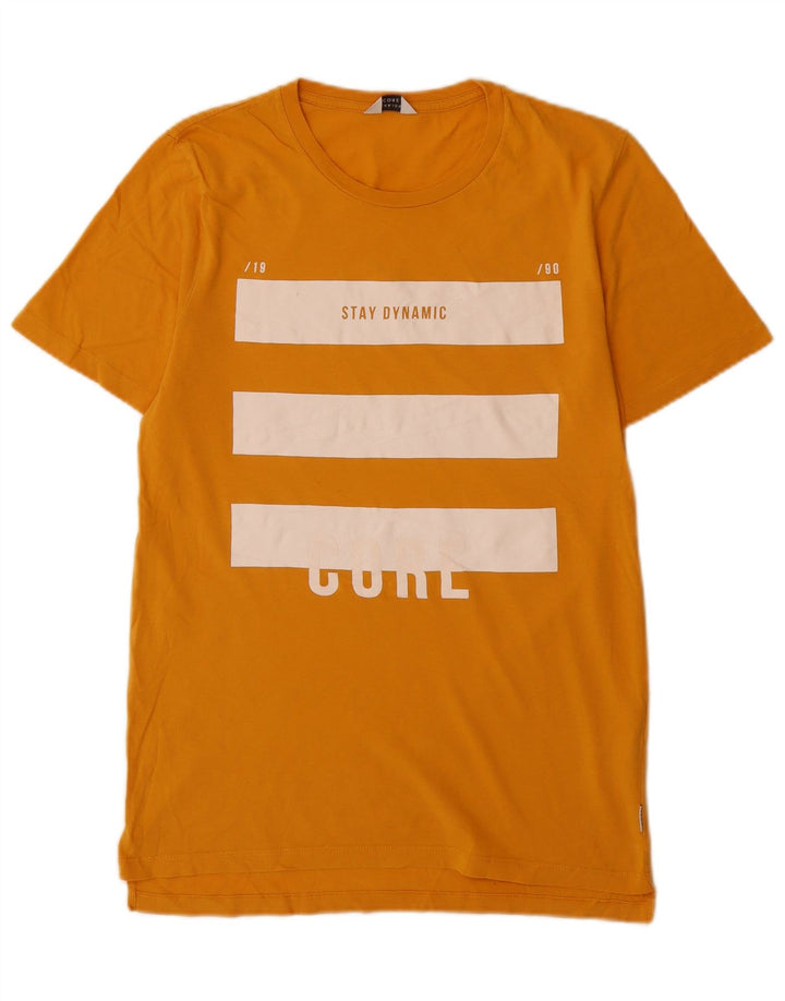 Jack & Jones Herren Grafik-T-Shirt-Oberteil aus mittelgelber Baumwolle