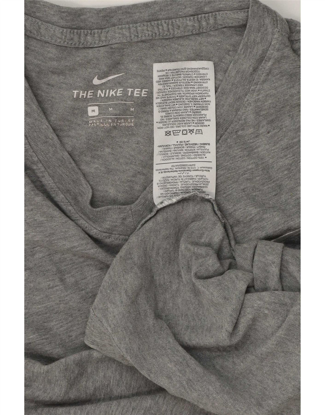 Nike Herren-T-Shirt-Oberteil aus mittelgrau gefleckter Baumwolle