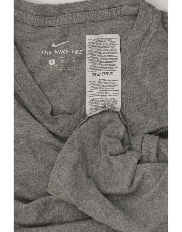 Nike Herren-T-Shirt-Oberteil aus mittelgrau gefleckter Baumwolle