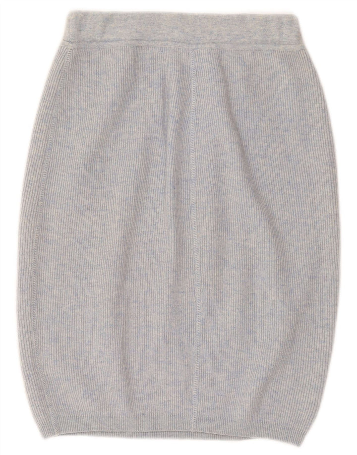 Vintage Damen Strick-Blasenrock Groß W32 Blaue Wolle
