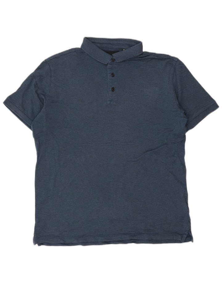 Superdry Herren-Poloshirt aus mittelblauer Baumwolle in Marineblau