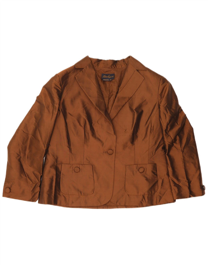 LUISA SPAGNOLI Damen-Blazerjacke mit 1 Knopf und 3/4-Ärmeln, IT 50, Größe L, Braun