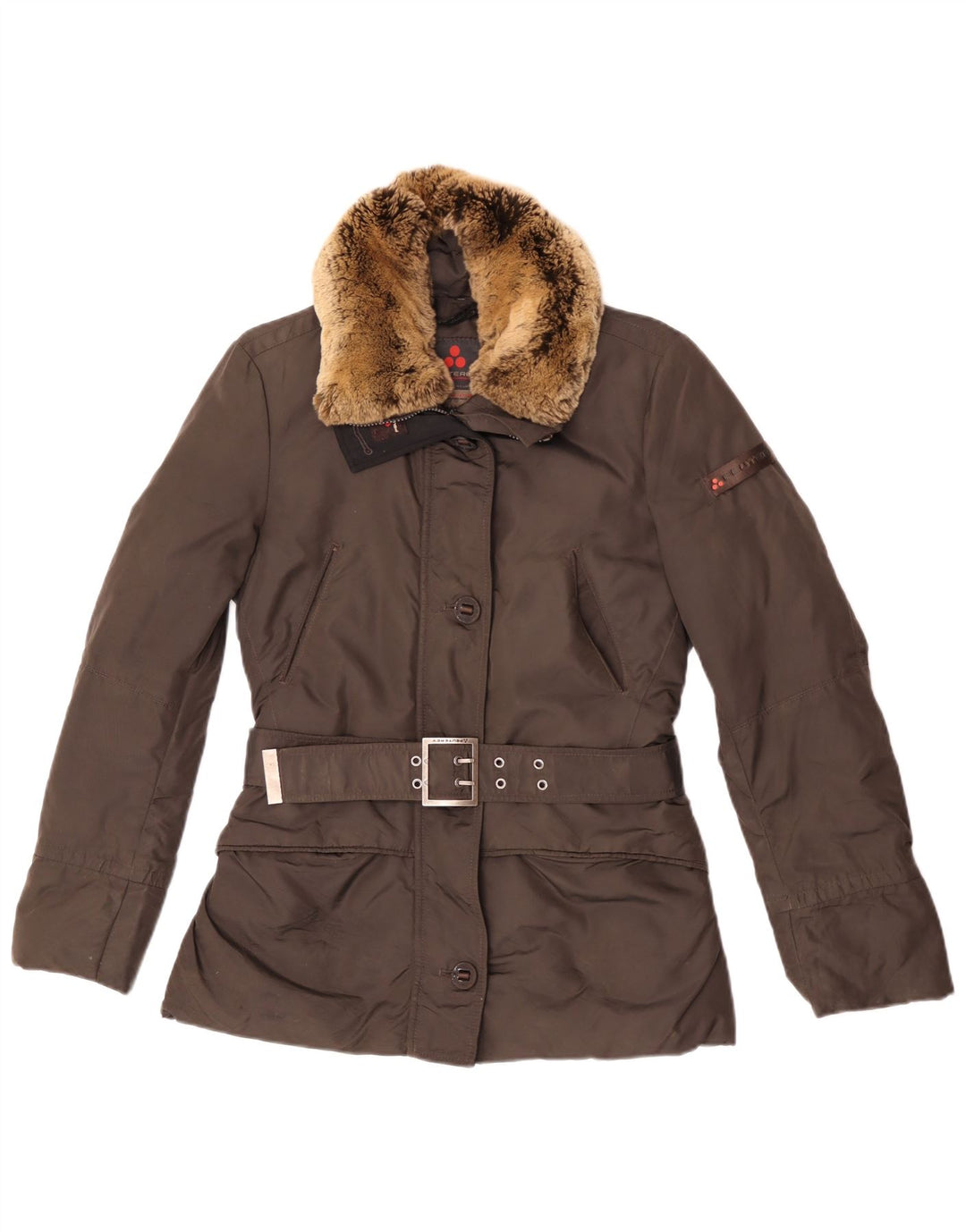 PEUTEREY Damen Wattierte Jacke IT 42 Mittelbraunes Polyamid
