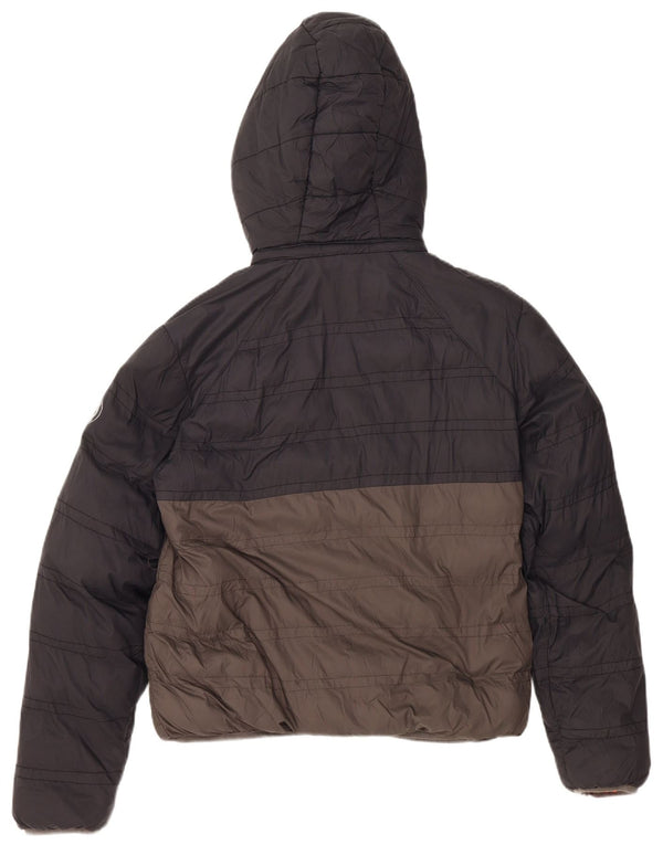 MICHAEL KORS Wattierte Jungenjacke mit Kapuze, 15–16 Jahre, graues Colourblock-Nylon