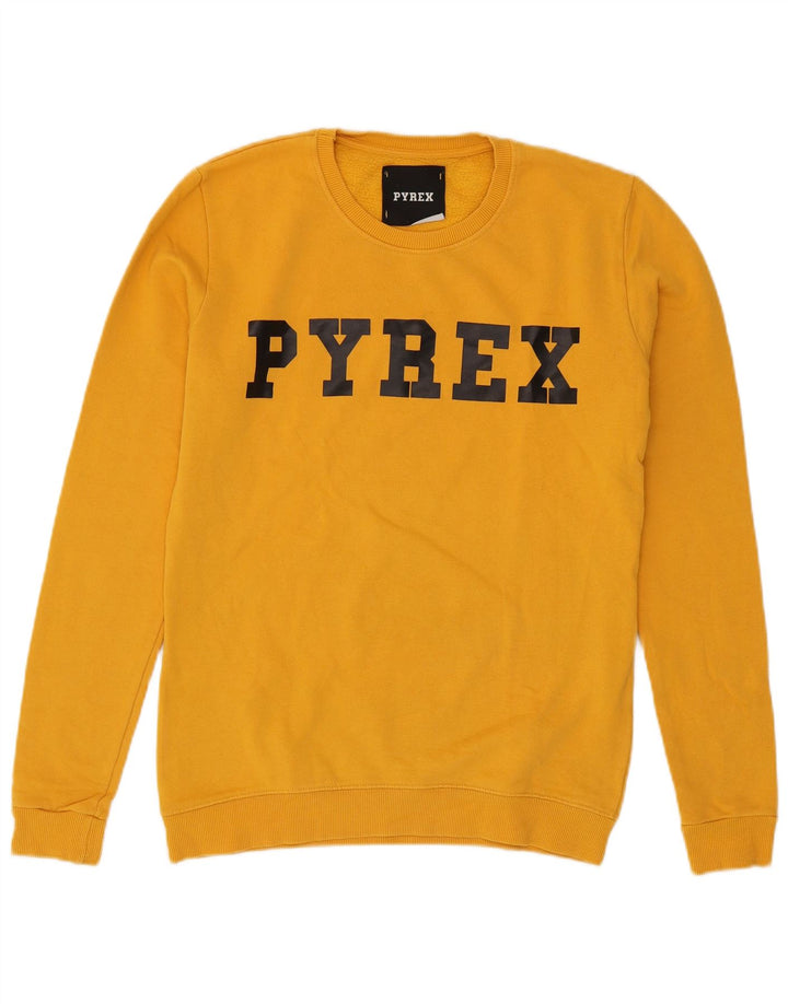 Pyrex Herren-Sweatshirt mit Grafik, Größe S, Gelb, Baumwolle