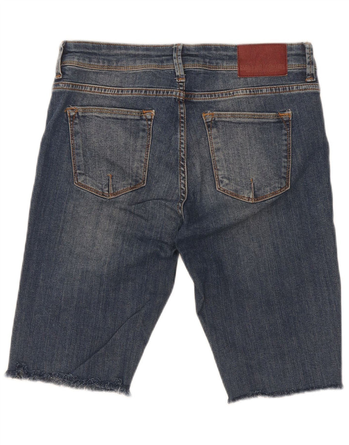 Zara Damen Distressed Denim Shorts EU 38 Small W28 Blau