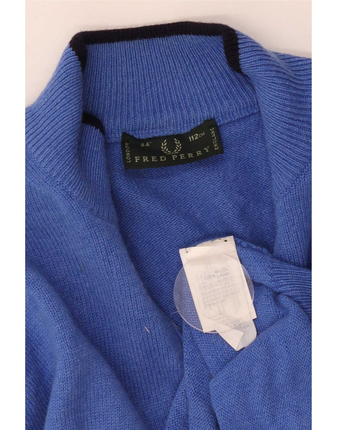 Fred Perry Herren-Pullover mit Reißverschluss am Hals, mittelblaue Wolle