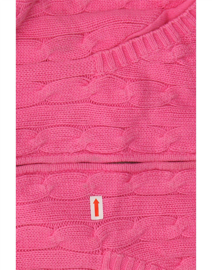 Ralph Lauren Damen Kapuzen-Crop-Cardigan-Pullover UK 16 Große rosa Baumwolle