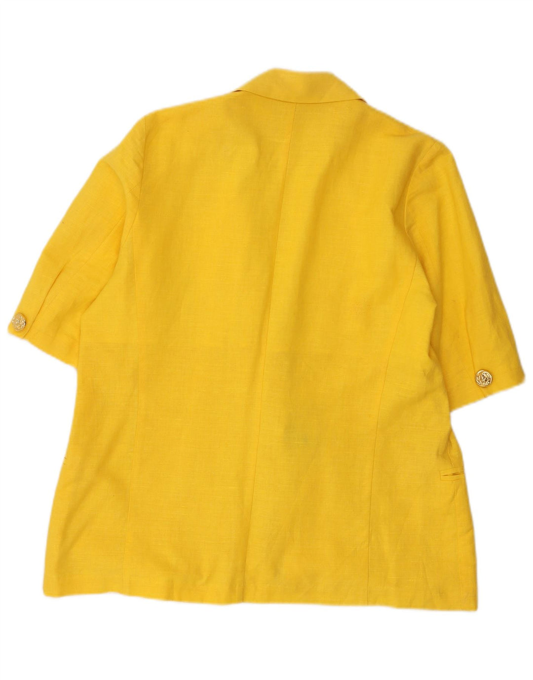 Vintage Damen Kurzärmelige 1-Knopf-Blazerjacke UK 14 Mittelgelb