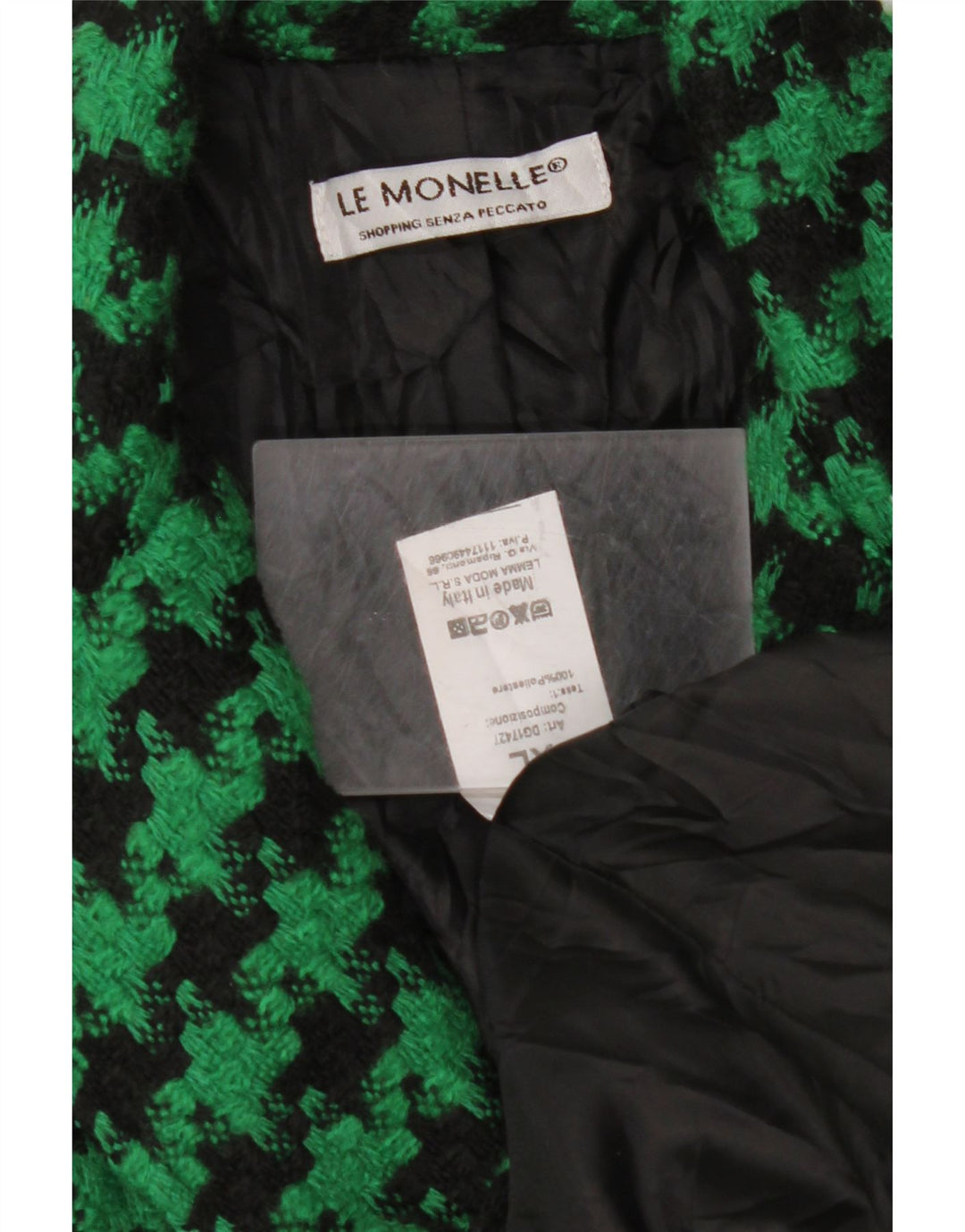 VINTAGE Damen 2-Knopf-Blazerjacke UK 18 XL Grüner Hahnentritt-Polyester