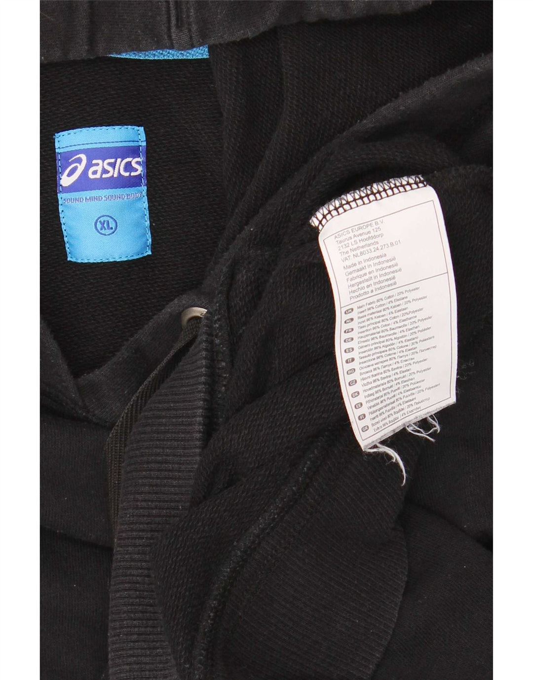 Asics Herren Kapuzenpullover XL Schwarz Baumwolle