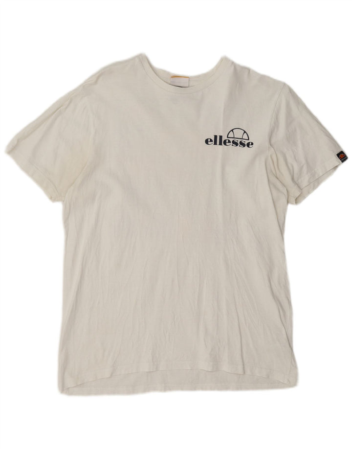 Ellesse Womens Graphic T-Shirt Top UK 14 Mittelweiße Baumwolle