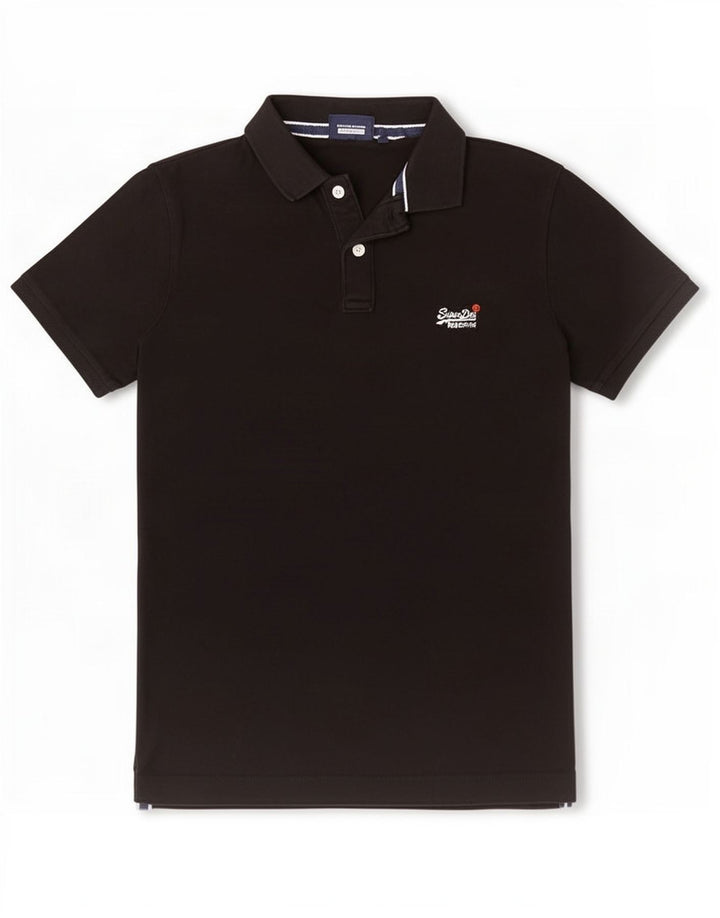 Superdry Herren-Poloshirt aus mittelschwarzer Baumwolle