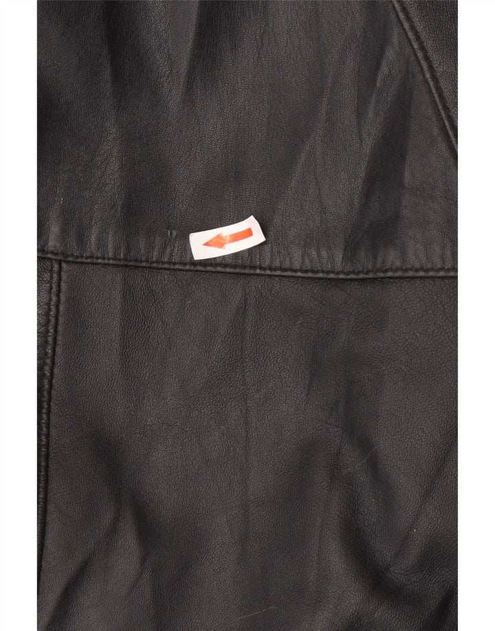 Kiros Damen-Übergroßer Ledermantel mit Kapuze IT 48 XL Schwarz