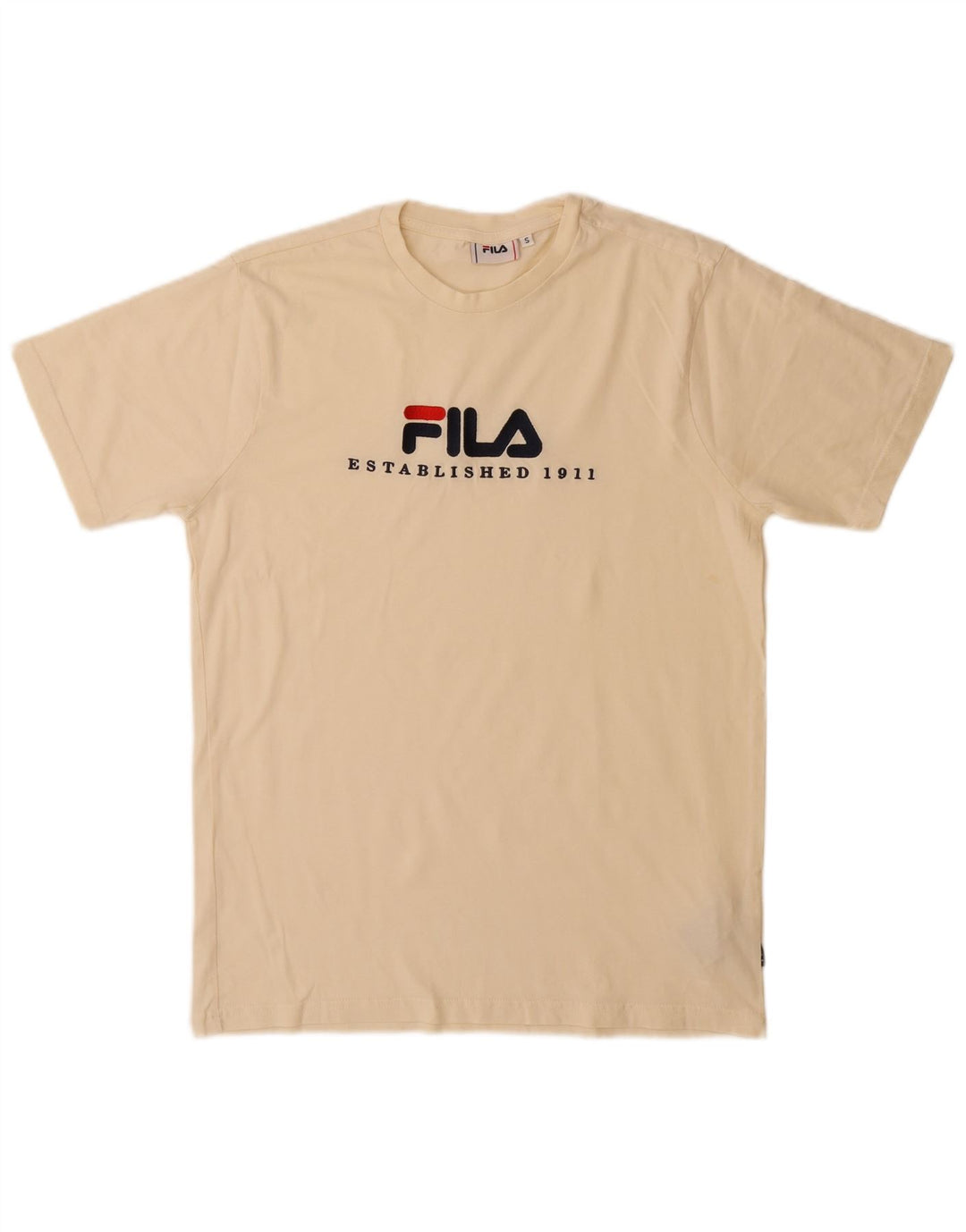 Fila Herren Grafik T-Shirt Top Small Beige Baumwolle