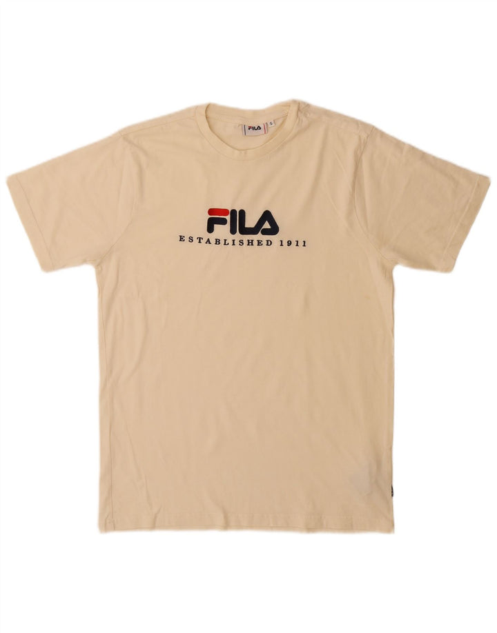 Fila Herren Grafik T-Shirt Top Small Beige Baumwolle