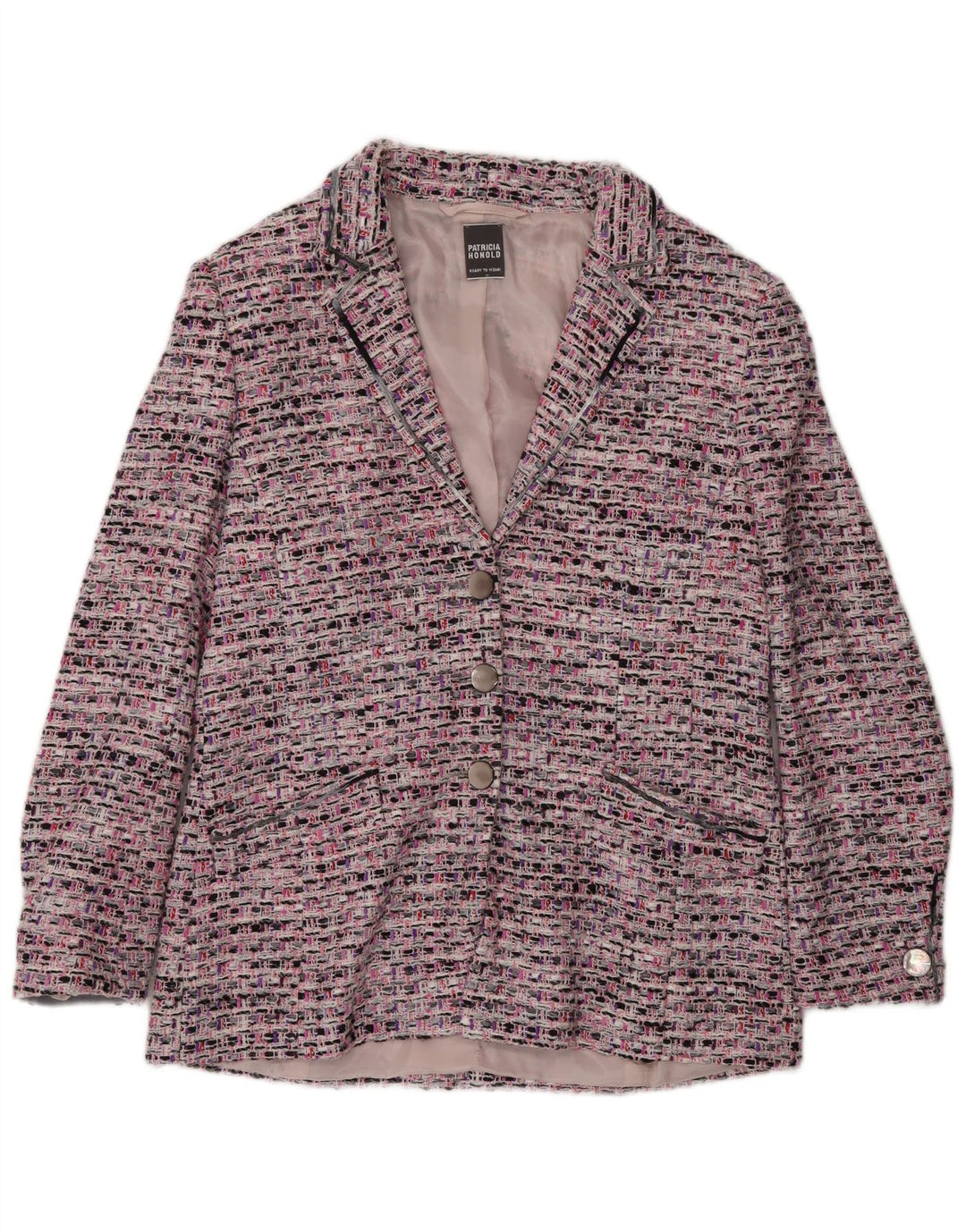 Vintage Damen 3-Knopf-Blazerjacke UK 14 Mittelrosa meliert