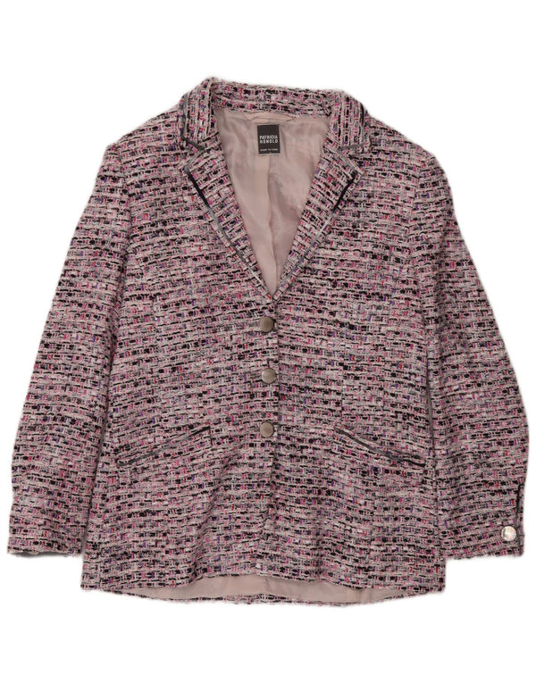 Vintage Damen 3-Knopf-Blazerjacke UK 14 Mittelrosa meliert