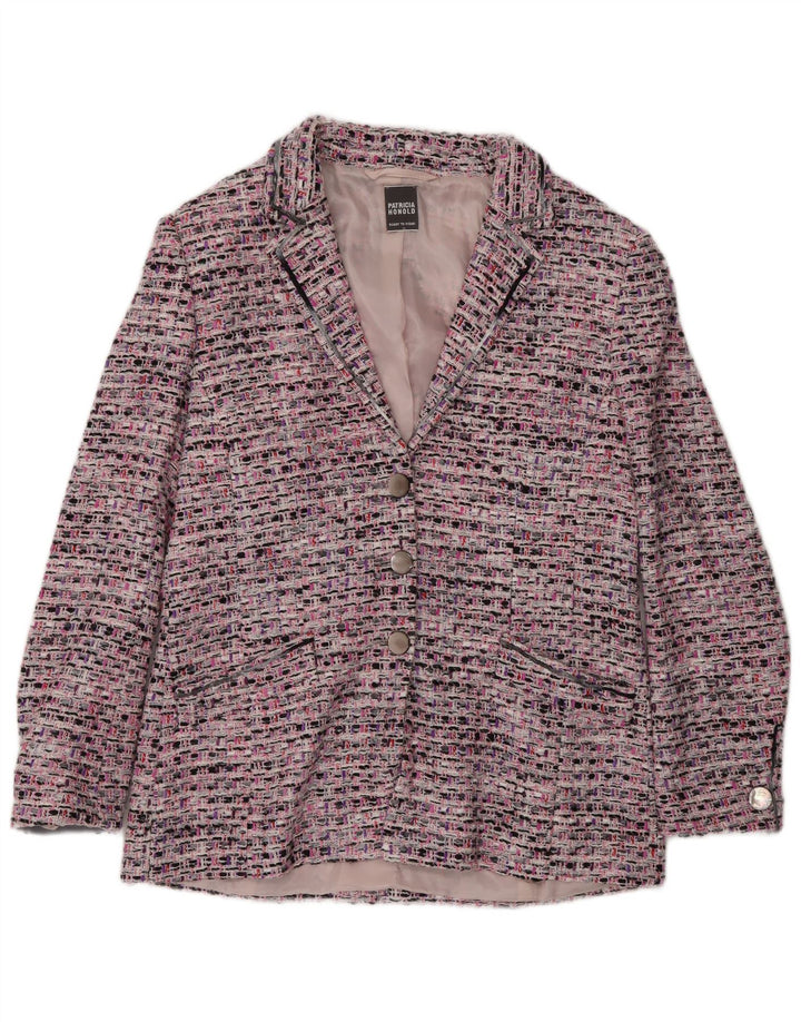 Vintage Damen 3-Knopf-Blazerjacke UK 14 Mittelrosa meliert