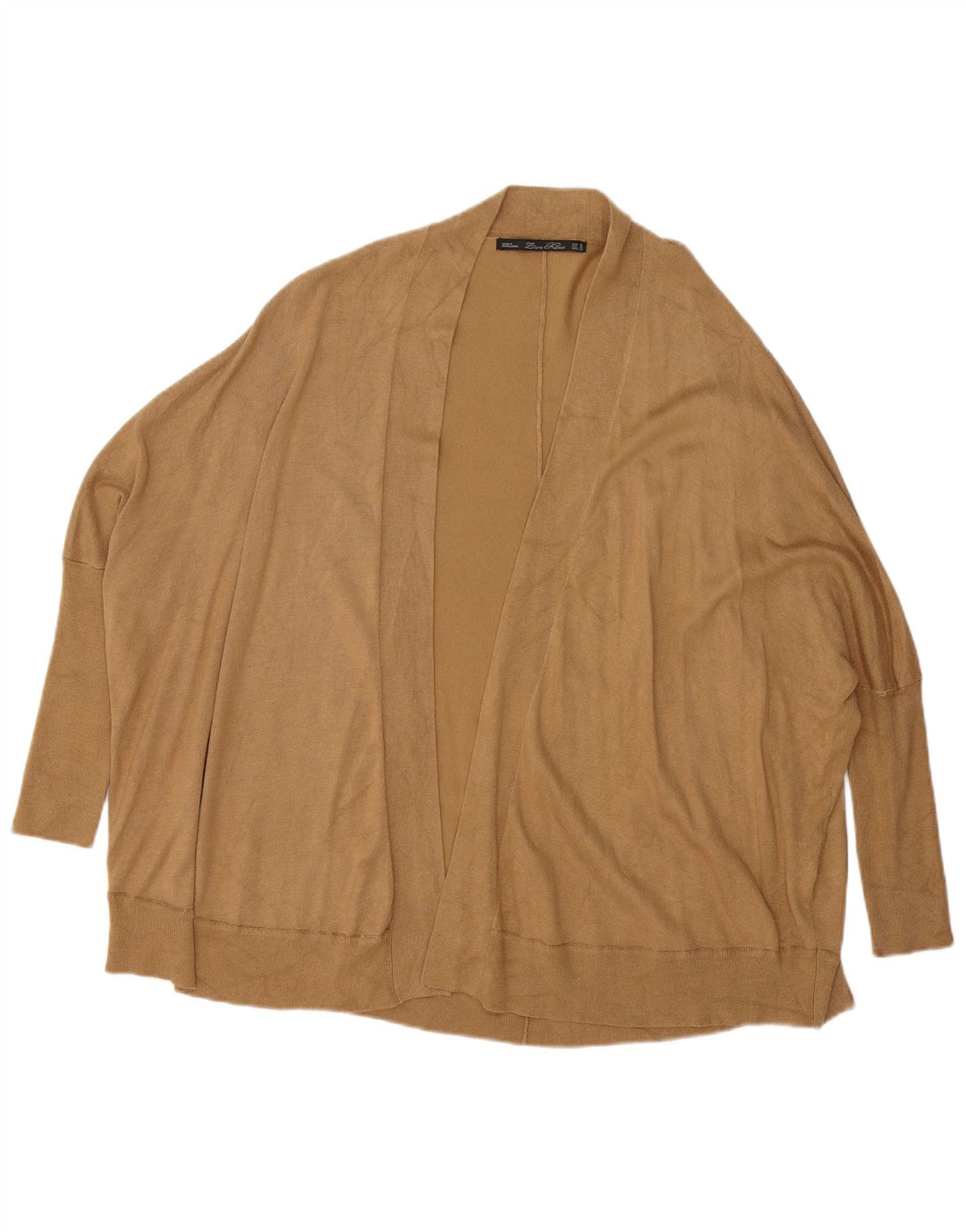 Zara Damen-Strickjacke, übergroß, offener Fledermausflügel, Gr. 14, Mittelbraun