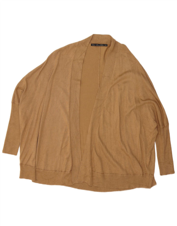 Zara Damen-Strickjacke, übergroß, offener Fledermausflügel, Gr. 14, Mittelbraun