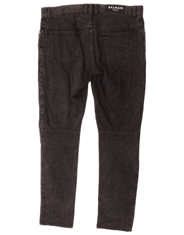Balmain Herren Slim Jeans W34 L30 Graue Baumwolle