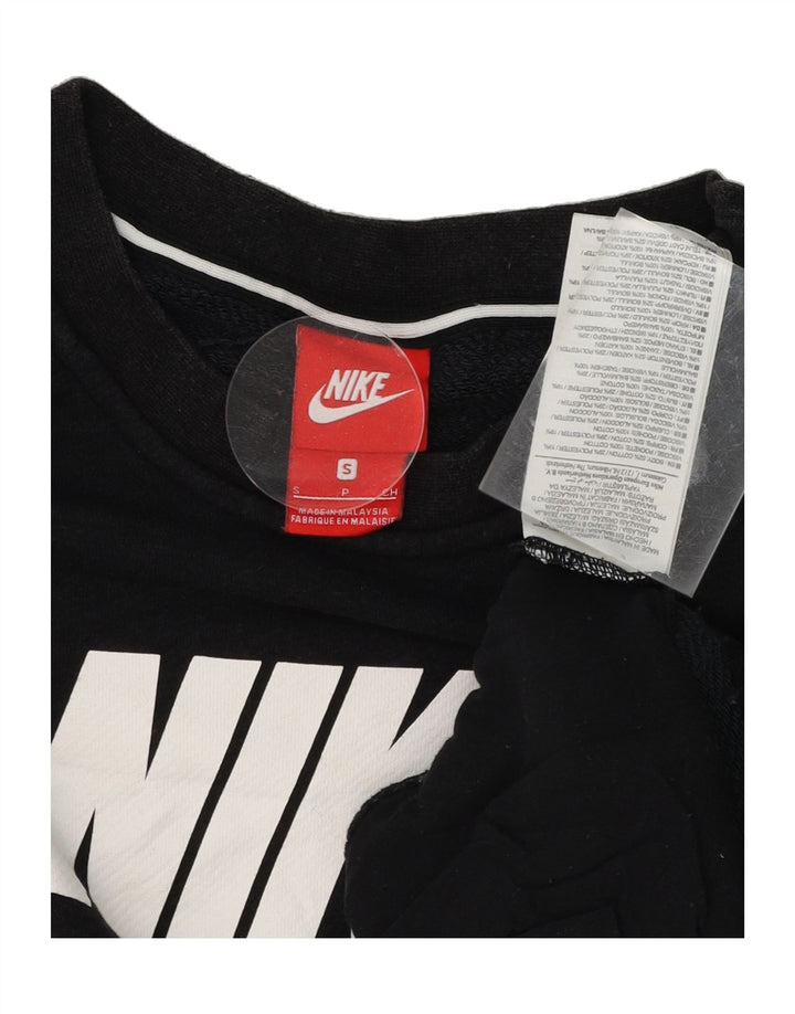 NIKE Womens Graphic Sweatshirt Jumper UK 10 Small Black Cotton Vintage Nike and Second-Hand Nike from Messina Hembry 