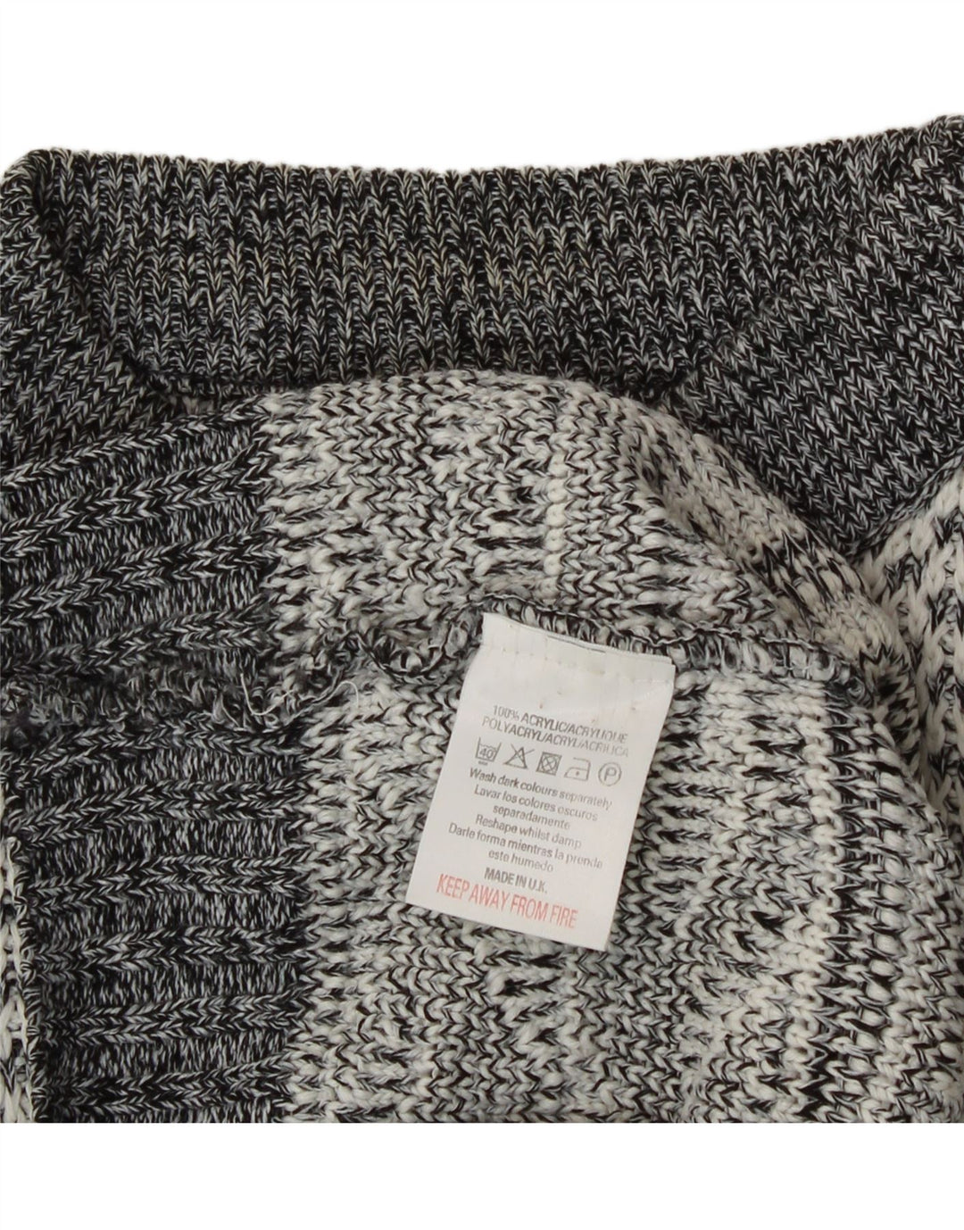 VINTAGE Mens Turtle Neck Jumper Sweater Medium White Geometric Acrylic Vintage Vintage and Second-Hand Vintage from Messina Hembry 