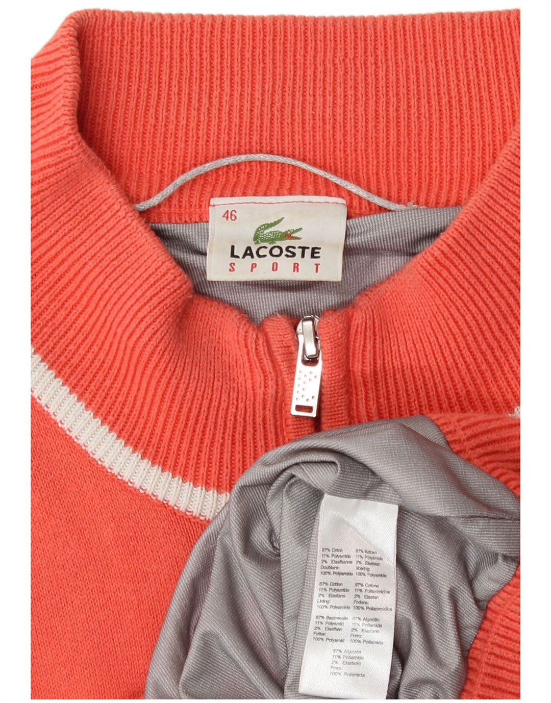 Lacoste Damen Trainingsanzug Top Jacke Größe 46 XL Orange Baumwolle