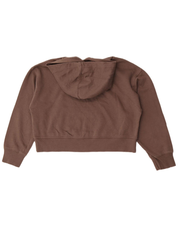 Zara Damen Crop Oversized Hoodie Pullover UK 14 Mittelbraune Baumwolle