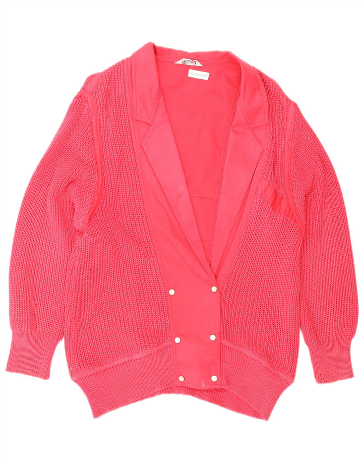 Vintage Damen Doppelreihiger Cardigan Pullover IT 42 Mittelrosa