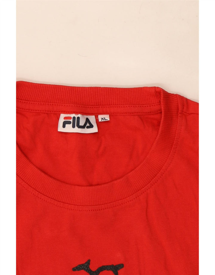 Fila Herren Grafik T-Shirt Top XL Rot