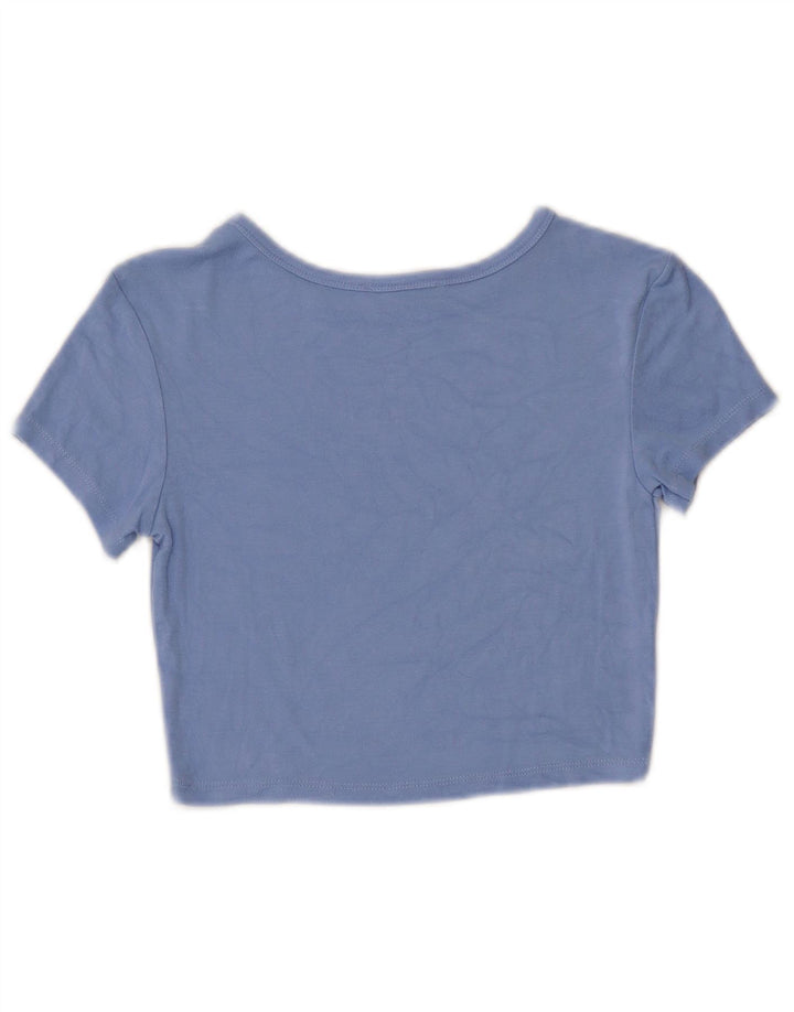 Zara Damen Crop T-Shirt Top UK 12 Mittelblau