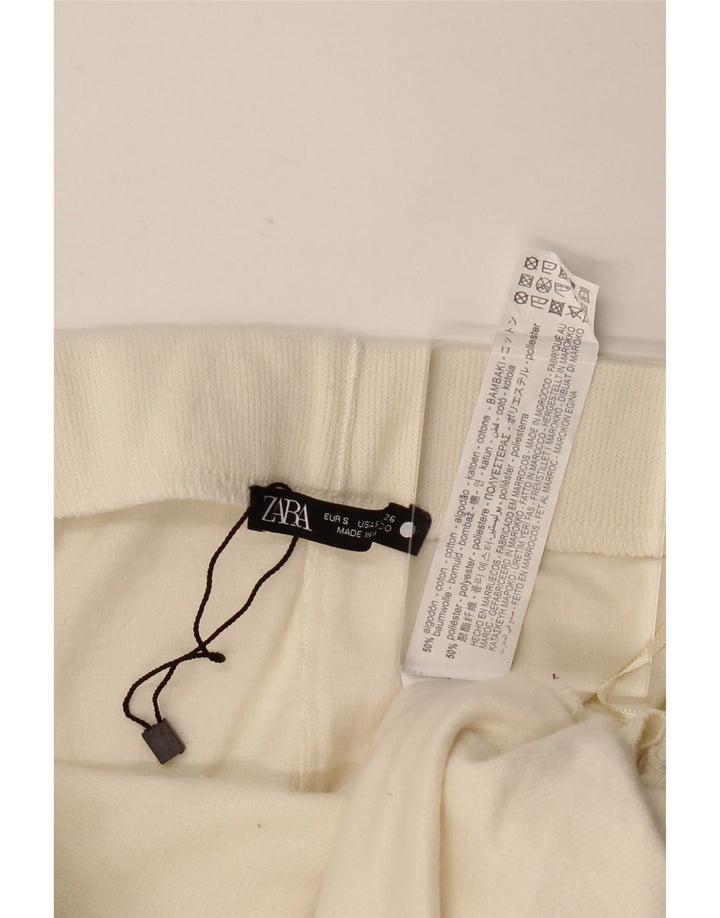Zara Damen Midirock Small W26 Off White Cotton