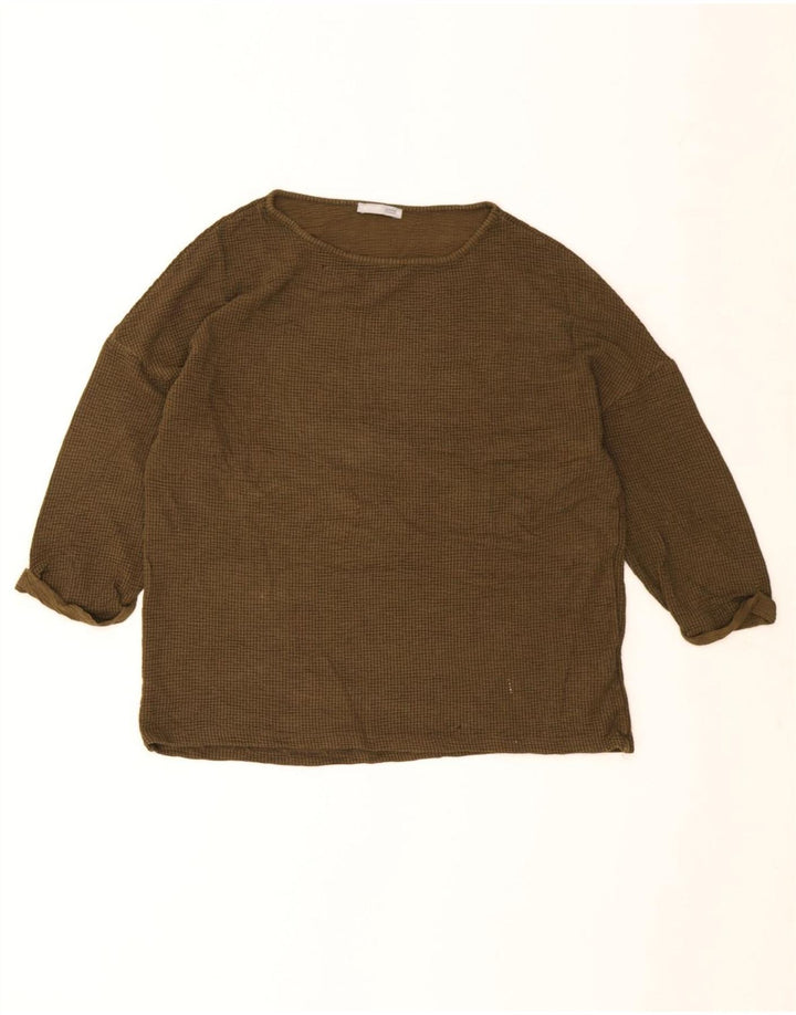 Zara Damen-Oversize-Oberteil mit 3/4-Ärmeln, Größe S, braun, Viskose