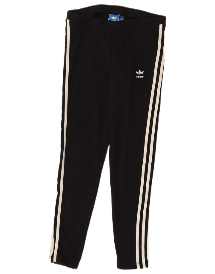 Adidas Damen Leggings UK 14 Medium Schwarz Baumwolle